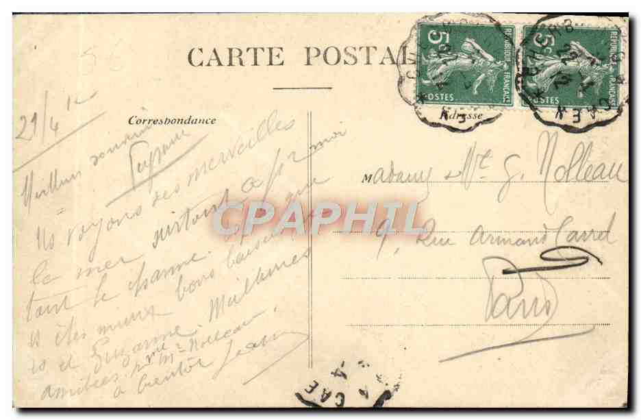Bayeux — Vieille Maison en bois et en pierre du XIVe siècle, rue St-Martin — Golli-R. TL, n°27 — Verso