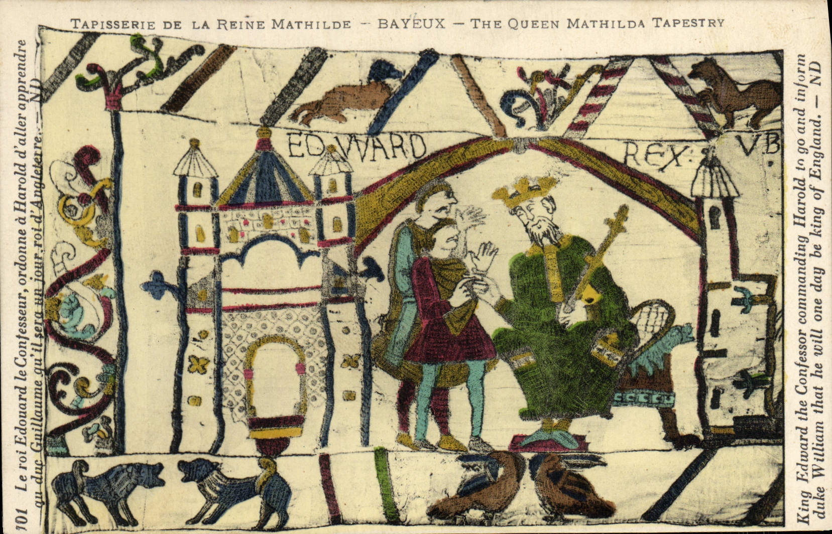 Tapisserie de la Reine Mathilde - Bayeux — Édouard le Confesseur ordonnant à Guillaume d'Angleterre qu'il sera roi d'Angleterre