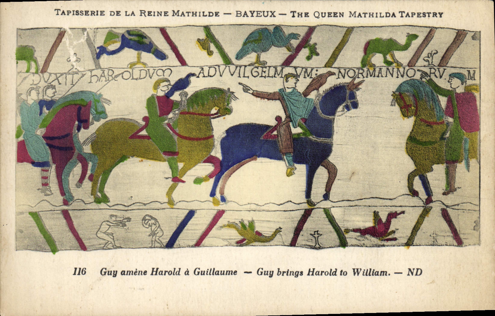 Tapisserie de la Reine Mathilde — Bayeux — The Queen Mathilda Tapestry — scène 116 : Guy amène Harold à Guillaume