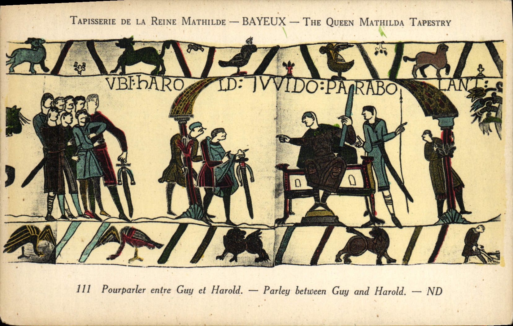 Tapisserie de la Reine Mathilde — Bayeux — The Queen Mathilda Tapestry — scène de parley entre Guy et Harold