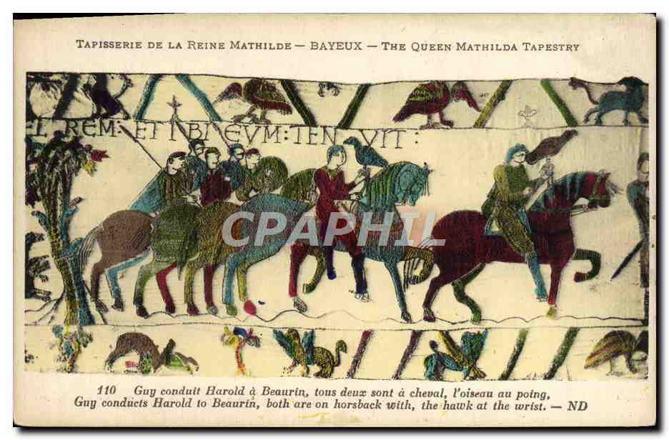 Tapisserie de la Reine Mathilde — Bayeux — The Queen Mathilda Tapestry — scène 110 : Guy conduit Harold à Beaurin