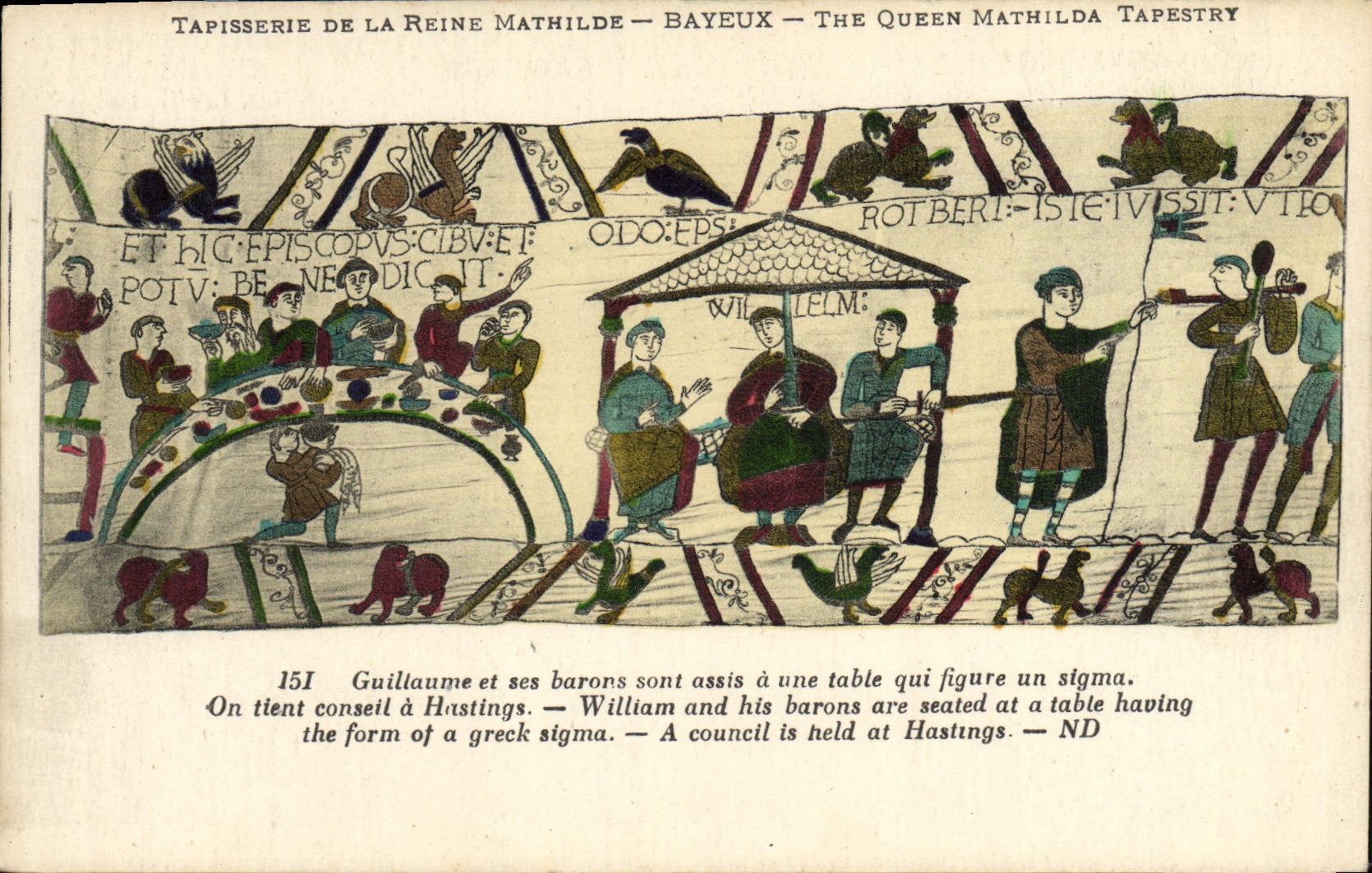 Tapisserie de la Reine Mathilde — Bayeux — The Queen Mathilda Tapestry — scène 15I : Guillaume et ses barons à Hastings