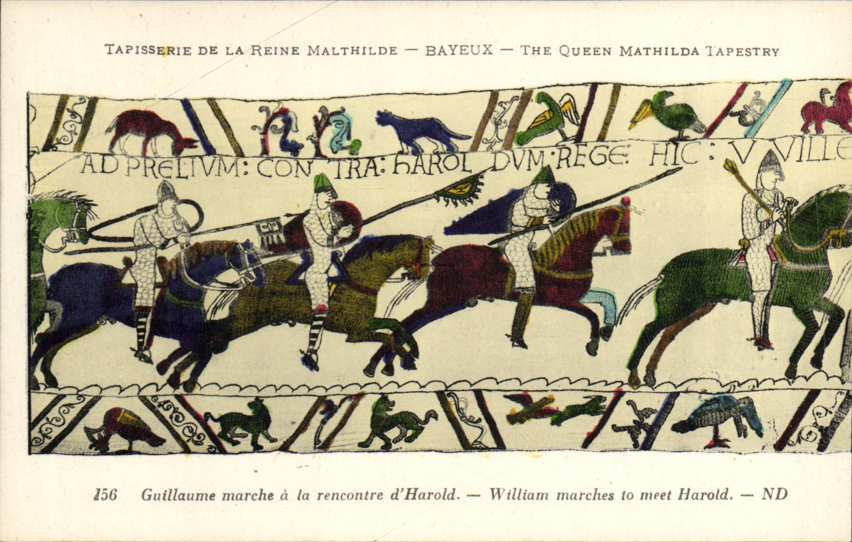 Tapisserie de la Reine Mathilde — Bayeux — The Queen Mathilda Tapestry — scène de Guillaume marche à la rencontre d'Harold