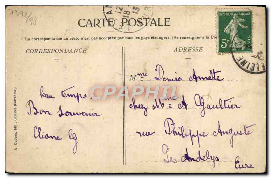 Coiffure ancienne en Normandie — Bayeux dite Bourgogne — A.D. 559 — Verso