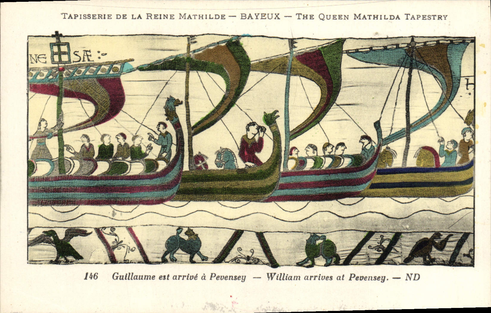 Tapisserie de la Reine Mathilde — Bayeux — The Queen Mathilda Tapestry — scène de Guillaume arrivé à Pevensey — ND