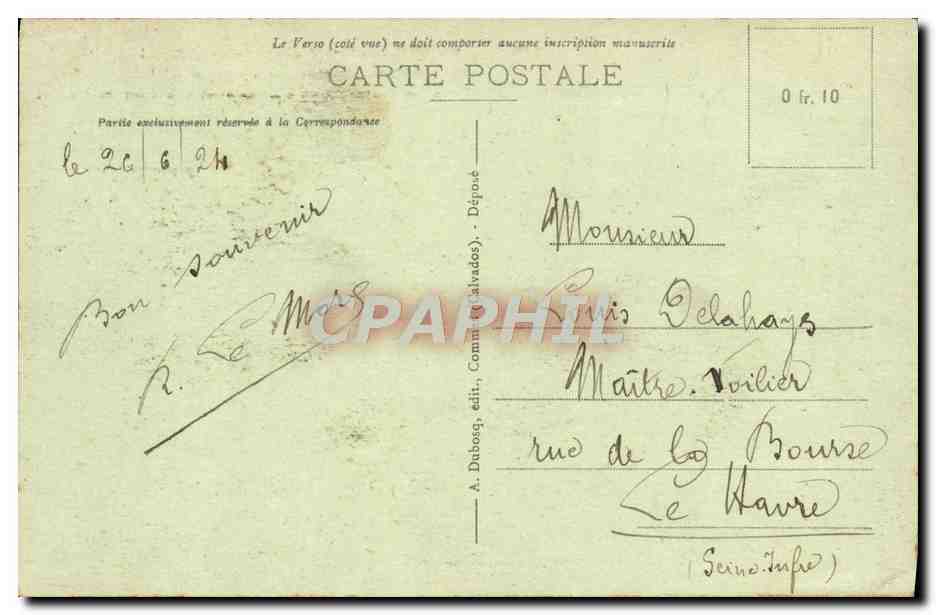 CPA Bayeux le cathedrale la prison et l'hotel de ville Vue generale prise de l'hotel Dieu — Verso