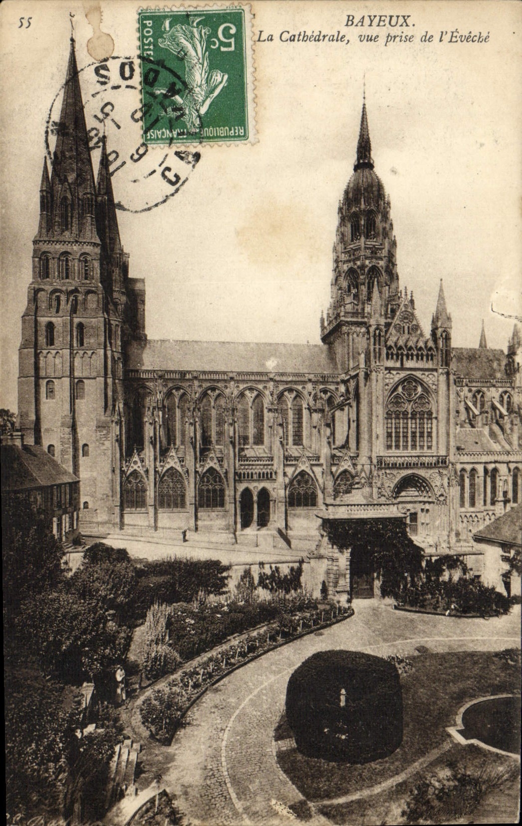 Bayeux — La Cathédrale, vue prise de l'Évêché — éditeur non identifié, n° 55