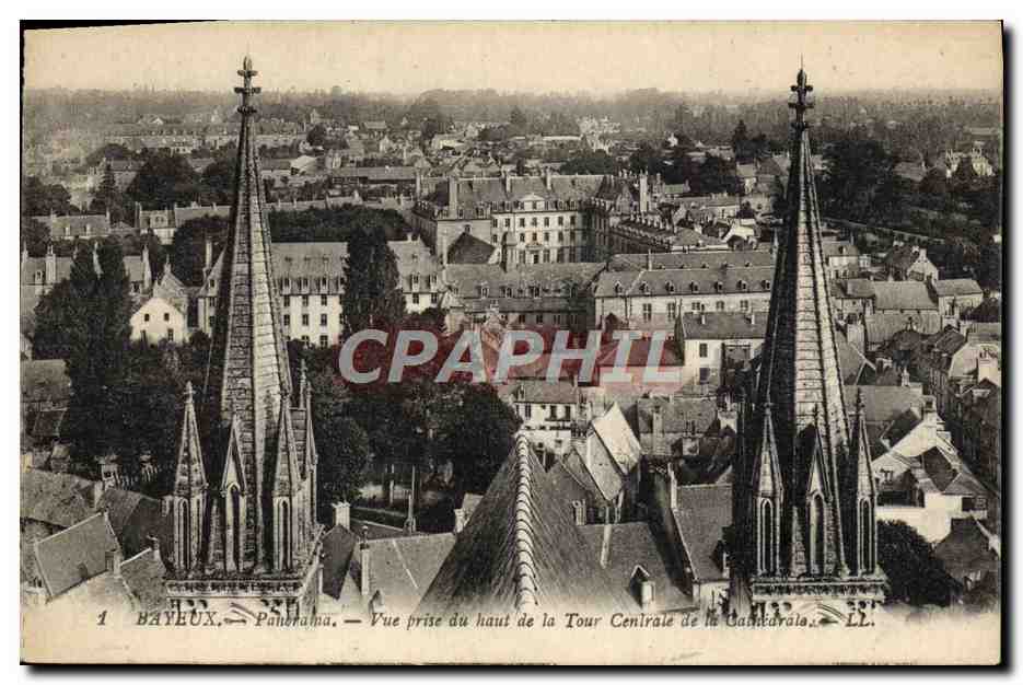 CPA Bayeux Vue prise du haut de la tour centrale de la cathedrale 