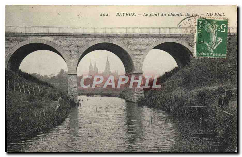 CPA Bayeux La Pont du Chemin de Fer Peche Pecheur 