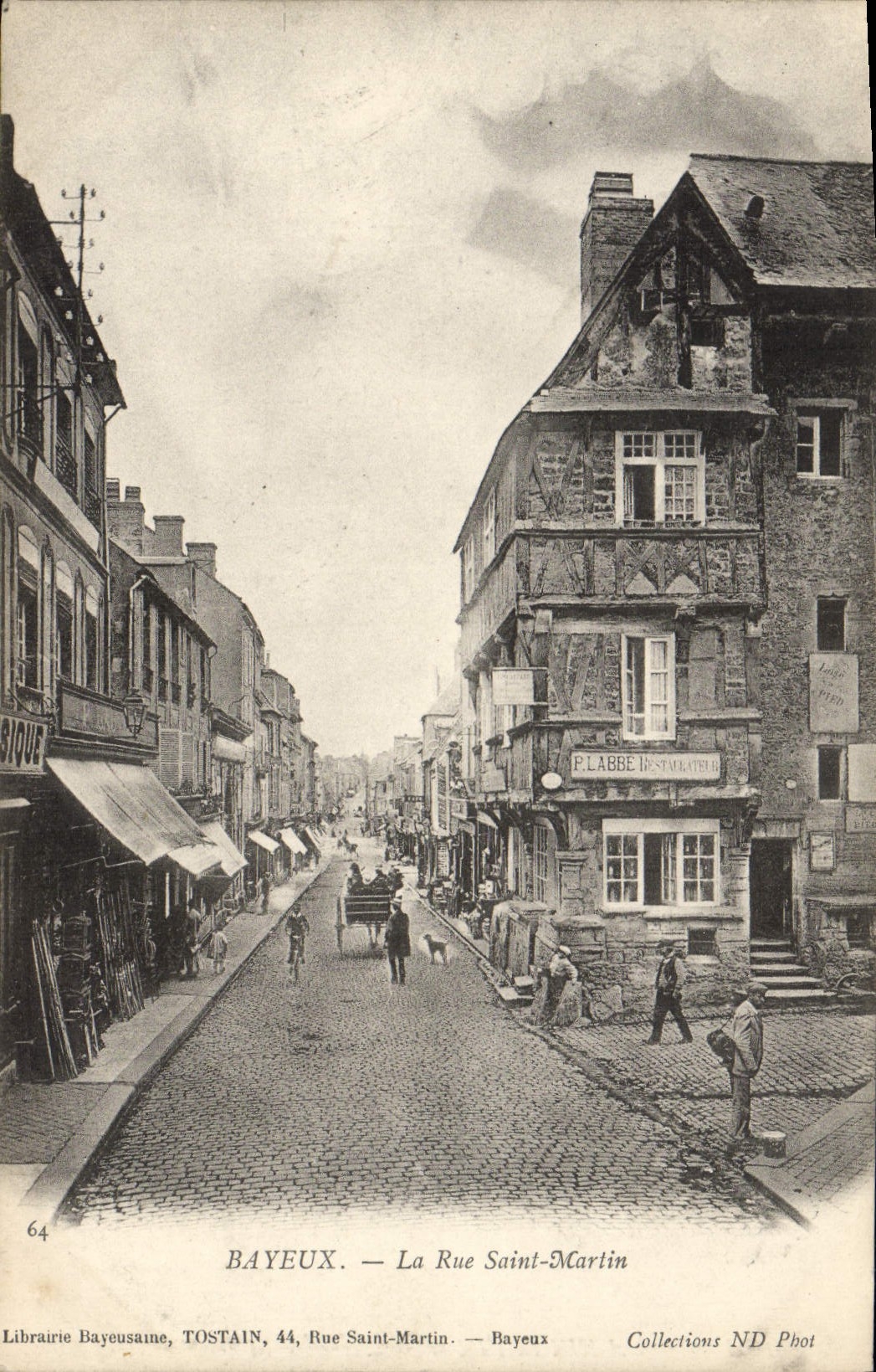 Bayeux — La Rue Saint-Martin — Librairie Bayeusaine, Tostain, 44 Rue Saint-Martin - Recto