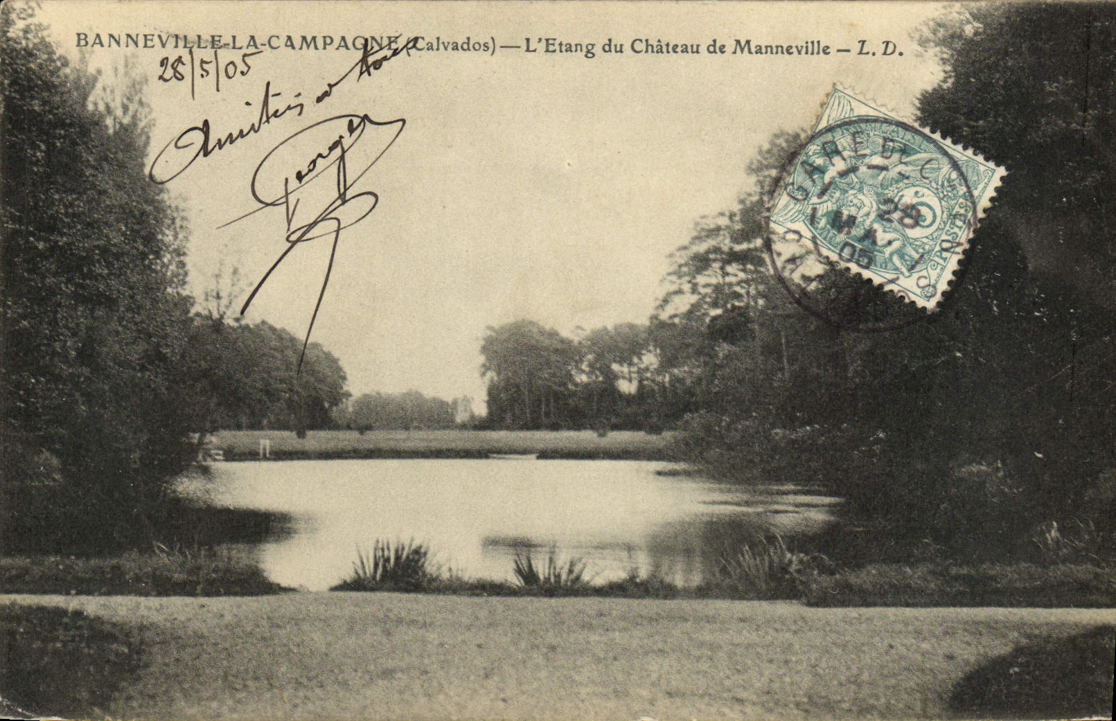 Banneville-la-Campagne (Calvados) — L'Étang du Château de Manneville — L.D.