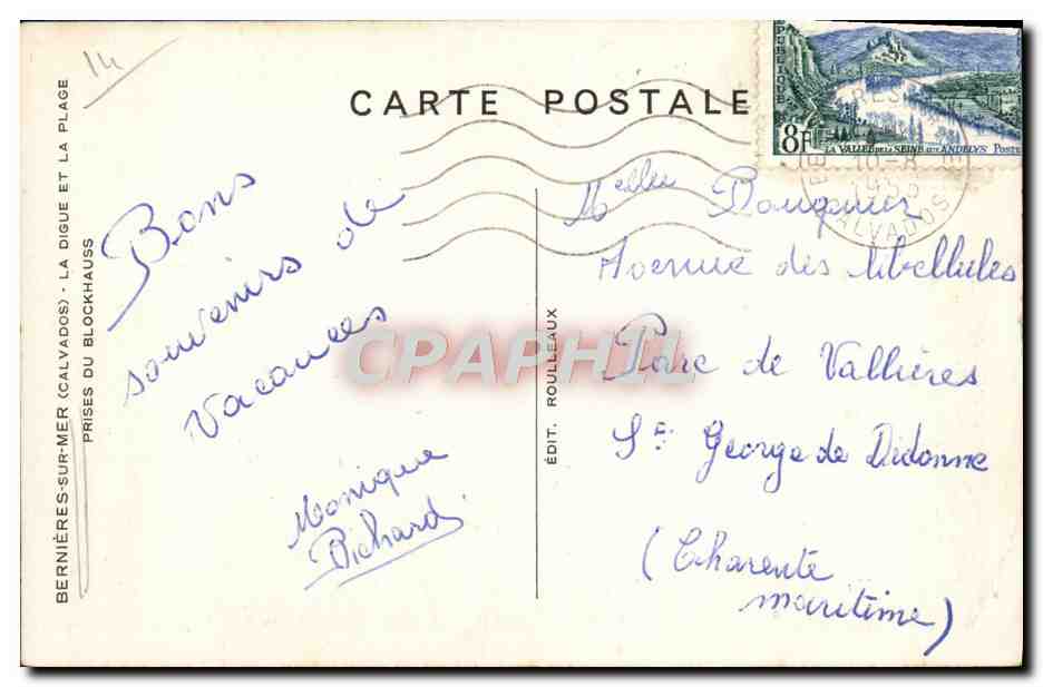 Bernières-sur-Mer (Calvados) — Die Strandpromenade und der Deich — Édit. Roullieux — Rückseite