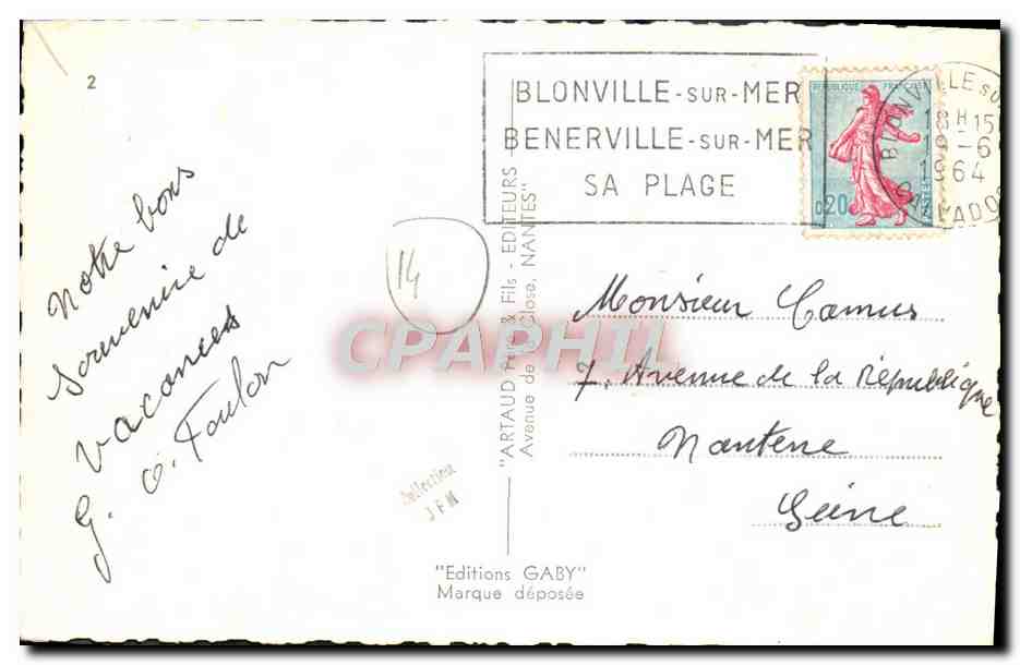 Blonville-sur-Mer — Overview of the beach, Norman costumes, flowered pavilion, grand hotel — Editions Gaby — Back