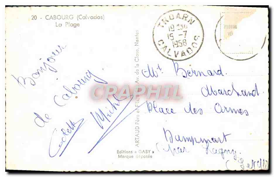 Cabourg (Calvados) — La Plage — Éditions Gaby — Verso
