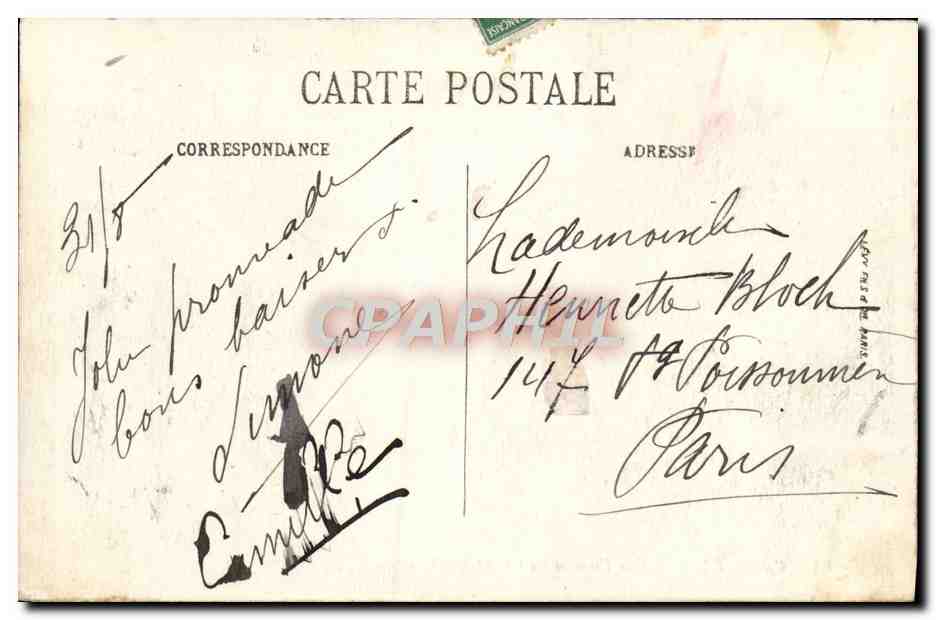 CPA Cabourg Sur la Terrasse du Grand Hotel — Rückseite