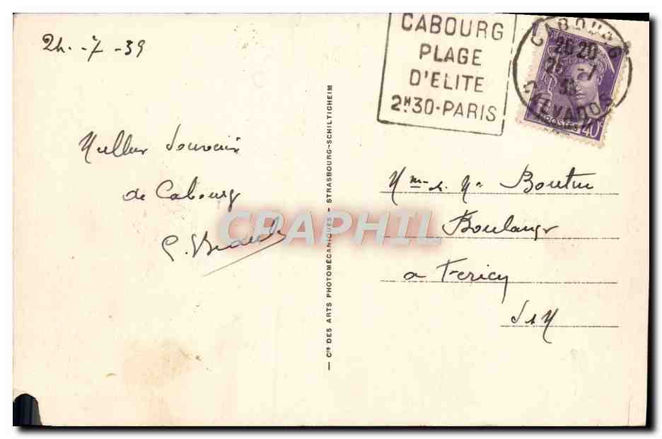 Cabourg — Panorama des Jardins — LL.173 — C.H. des Arts — Verso