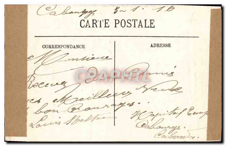 CPA Cabourg Avenue de la Mer Automobile — Rückseite