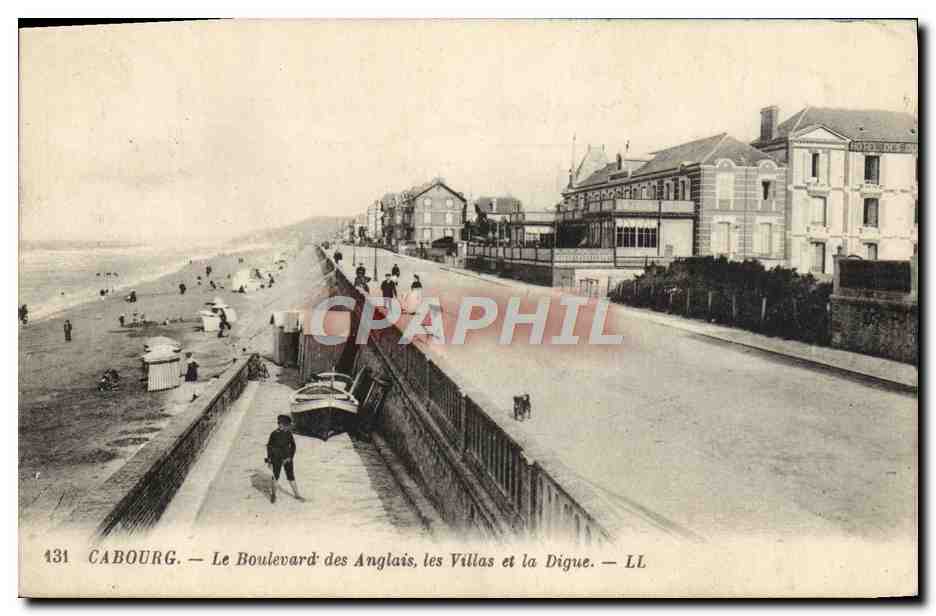 CPA Cabourg Le Boulevard des Anglais les Villas et la Digue 