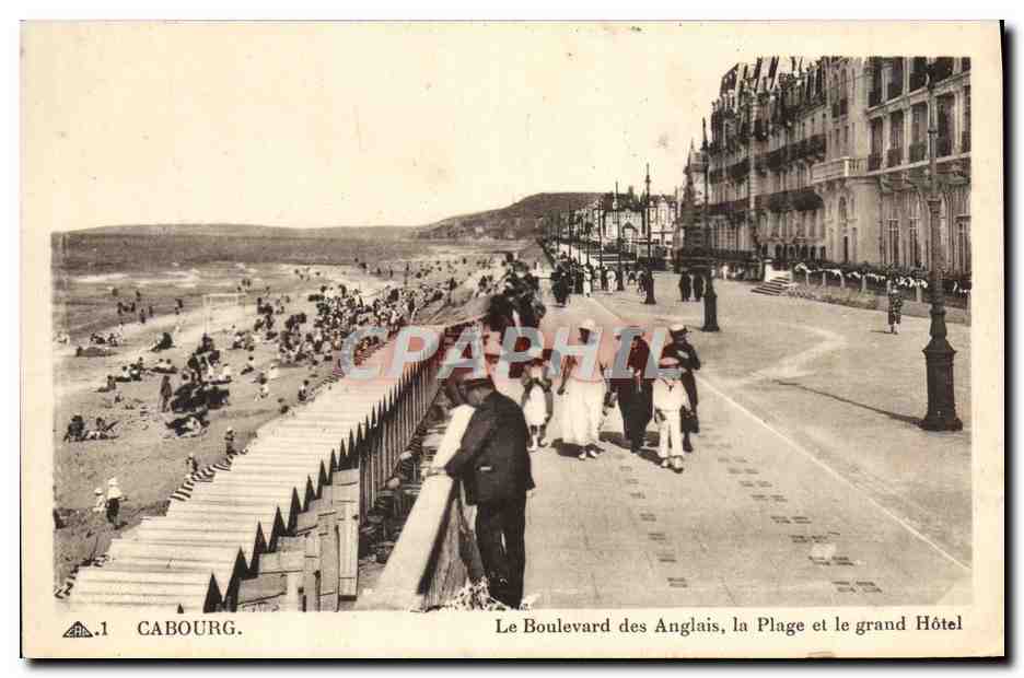 Cabourg — Le Boulevard des Anglais, la Plage et le grand Hôtel — Photomécanique des Arts, Strasbourg