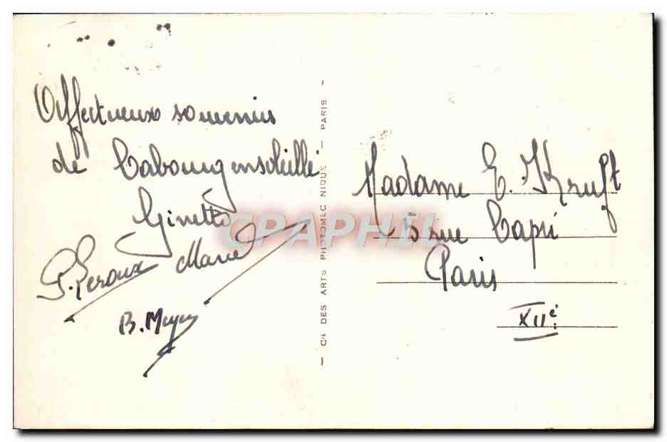 Cabourg — Les Jardins et le Casino — éditeur B. Muy — Rückseite