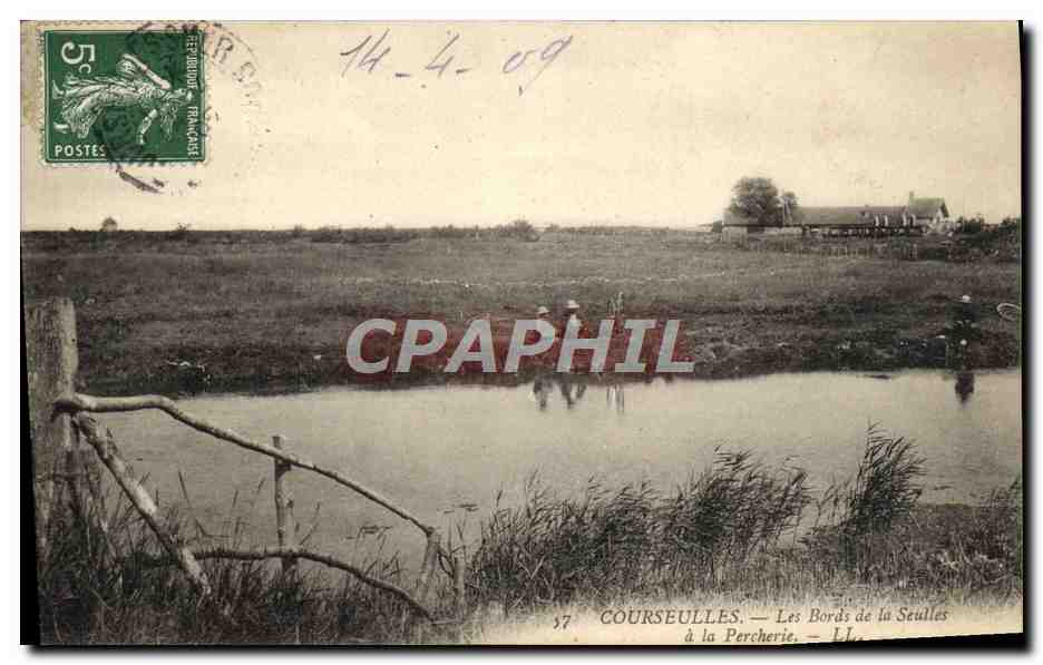 CPA Courseulles Les bords de la Seulles a la Percherie 