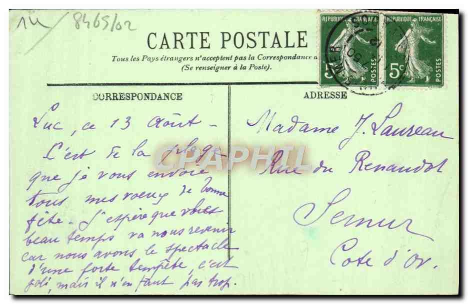 CPA Luc suc mer la digue et le casino — Verso