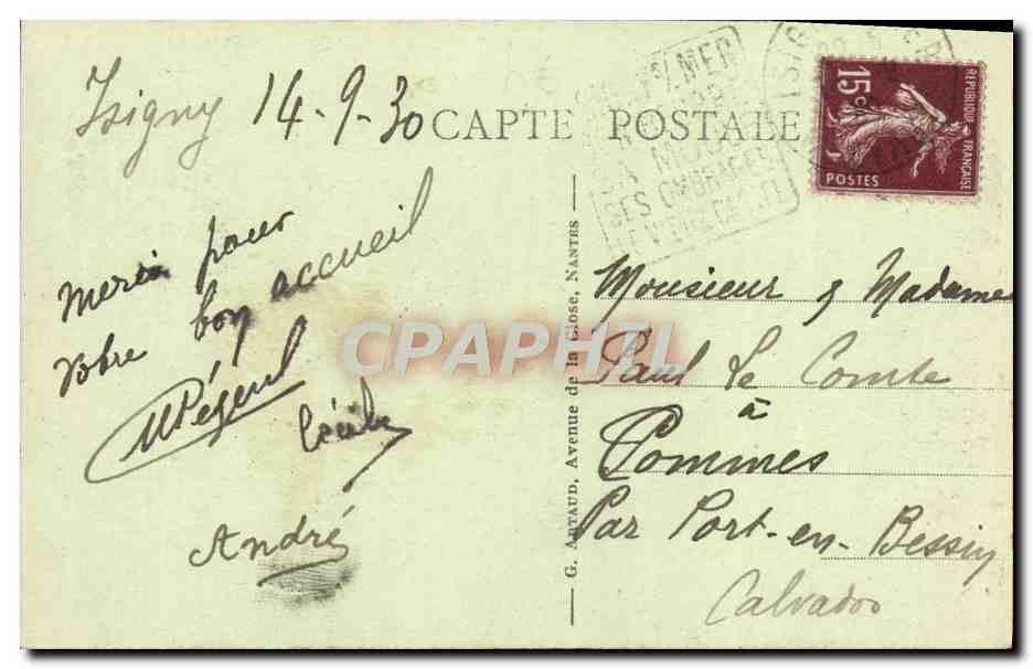 Isigny-sur-Mer — Das Rathaus und das Kriegerdenkmal auf der Place de la République — unbekannter Verlag, Nr. 4 — Rückseite