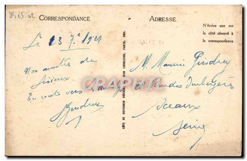 Lisieux. Vieilles Maisons de la Rue aux Févres (XVIe s.) — éditeur : S. (n° 300) — Rückseite