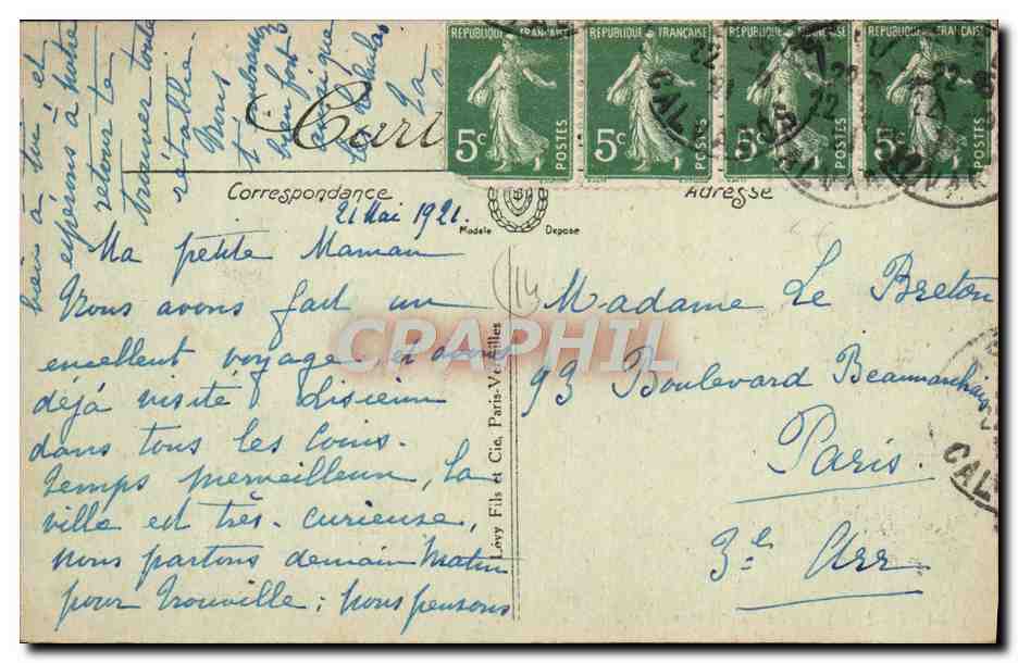 CPA Lisieux La touques au pont de caen — Rückseite