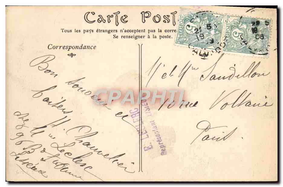 Lisieux — Vue sur la Touques et l'Église Saint-Désir — éditeur non identifié, n° de série 53 — Verso