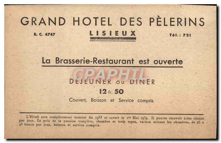 Hôtel des Pèlerins — Chemin des Buissonnets — Lisieux — Rückseite