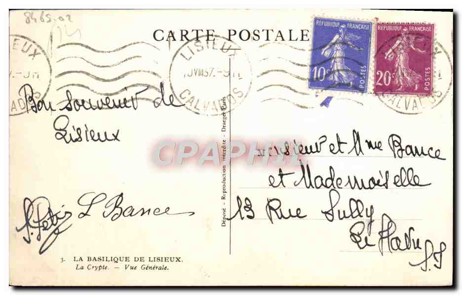 CPA La Basilique de Lisieux La crypte Vue generale — Rückseite
