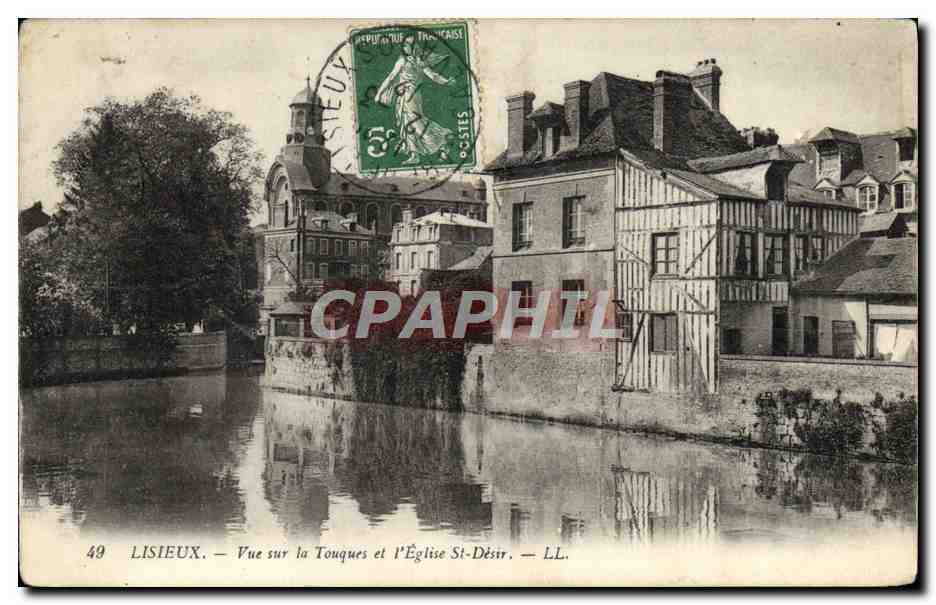 CPA Lisieux Vue sur la touques et l'eglise st desir