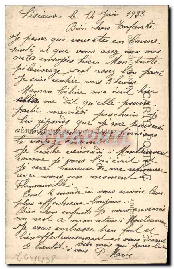 Lisieux — Procesión en la Calle de Livarot — Editor: Ediciones del Rosario de Lisieux — Reverso