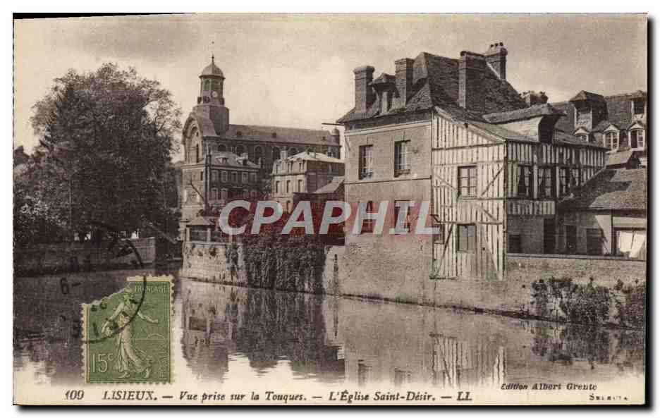 CPA Lisieux Vue prise sur la touques L'eglise saint desir
