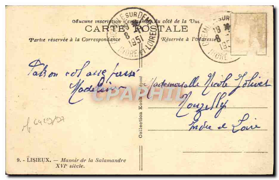Lisieux — Manoir de la Salamandre — XVIIe siècle — Reverso