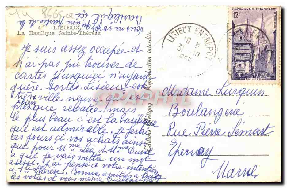 CPM Lisieux La basilique sainte therese — Rückseite
