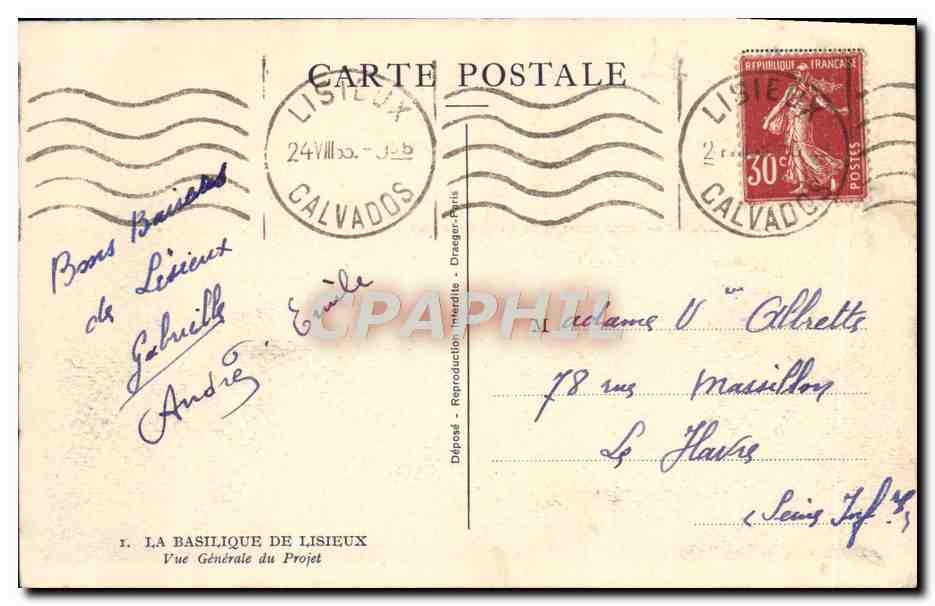 CPA La basilique de Lisieux vue generale du projet — Rückseite
