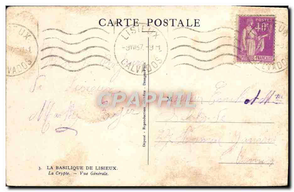 CPA La basilique De Lisieux La crypte vue generale — Verso