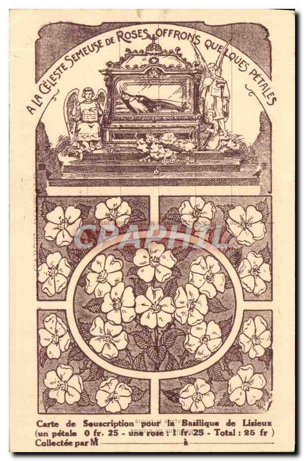 CPA Carte de souscription pour la basilique de lisieux — Rückseite