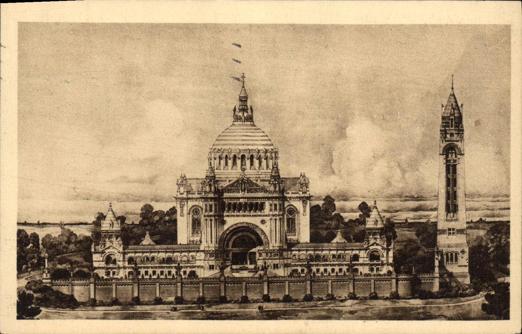 La Basilique de Lisieux — Vue générale du Projet — Édition C. B. S. Lisieux