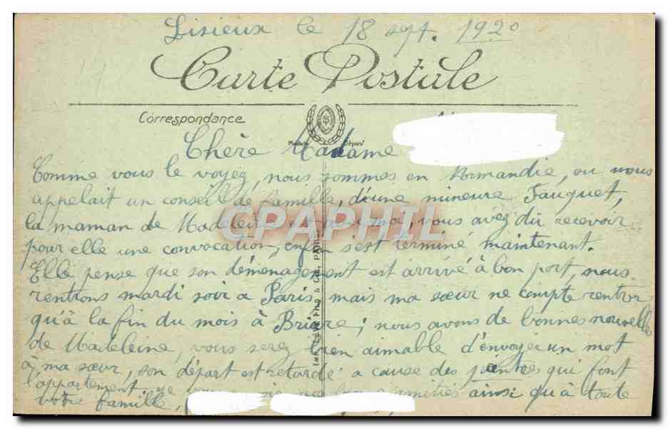 CPA Lisieux La Cathedrale et la place thiers — Rückseite