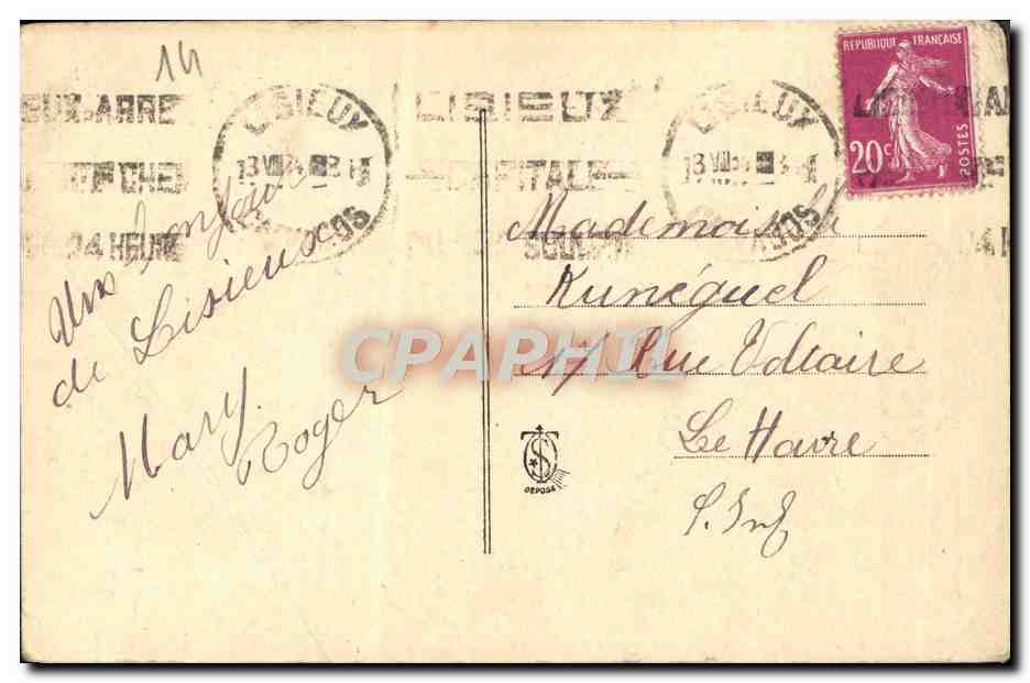 CPA Sainte therese de l'enfant jesus en premiere communiante Lisieux — Verso