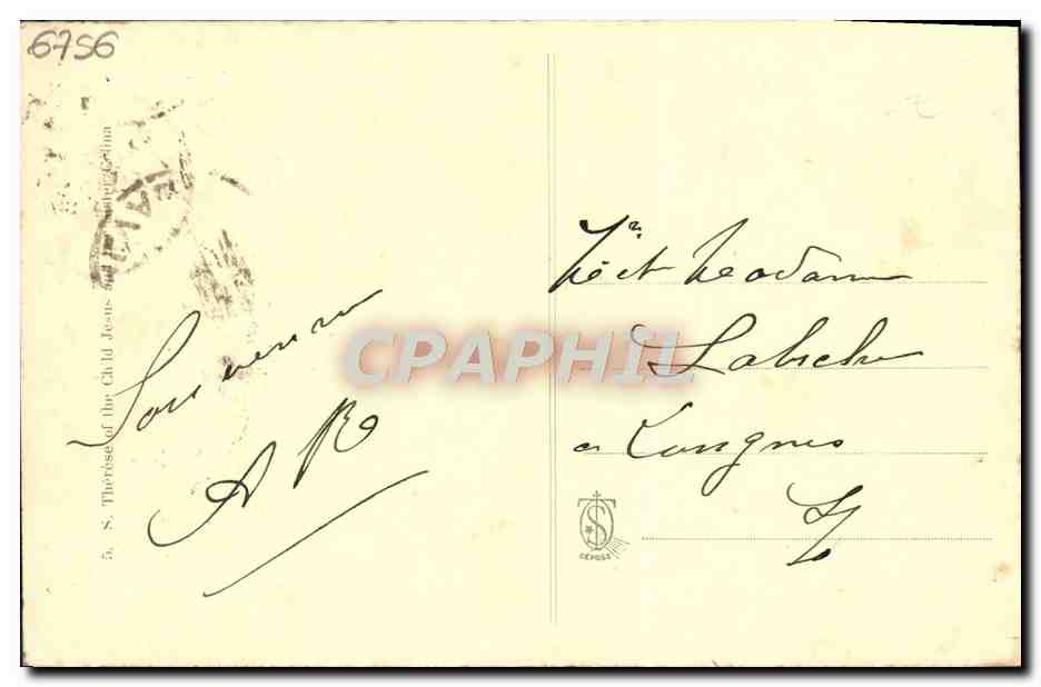 CPA Sainte therese de l'enfant jesus a 15 ans et sa soeur celine Lisieux — Rückseite