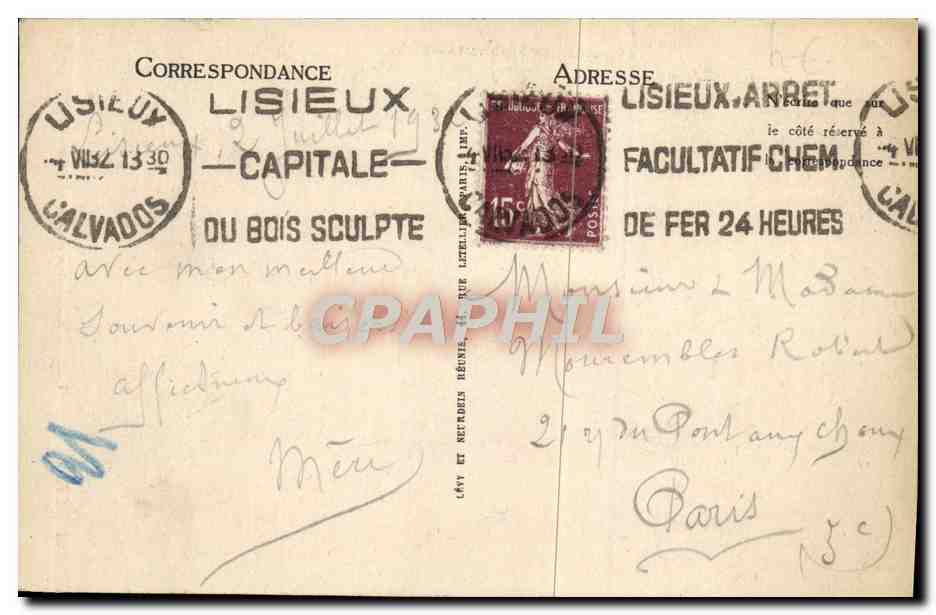 CPA Lisieux Vieilles maisons rue aux fevres — Rückseite