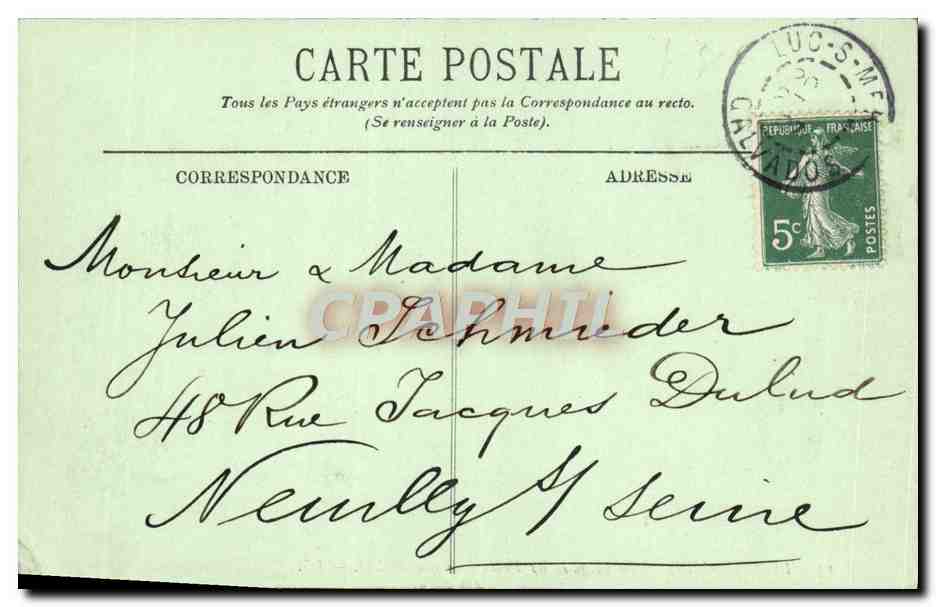 CPA Luc Sur mer la plage et les villas du grand orient Enfants — Verso