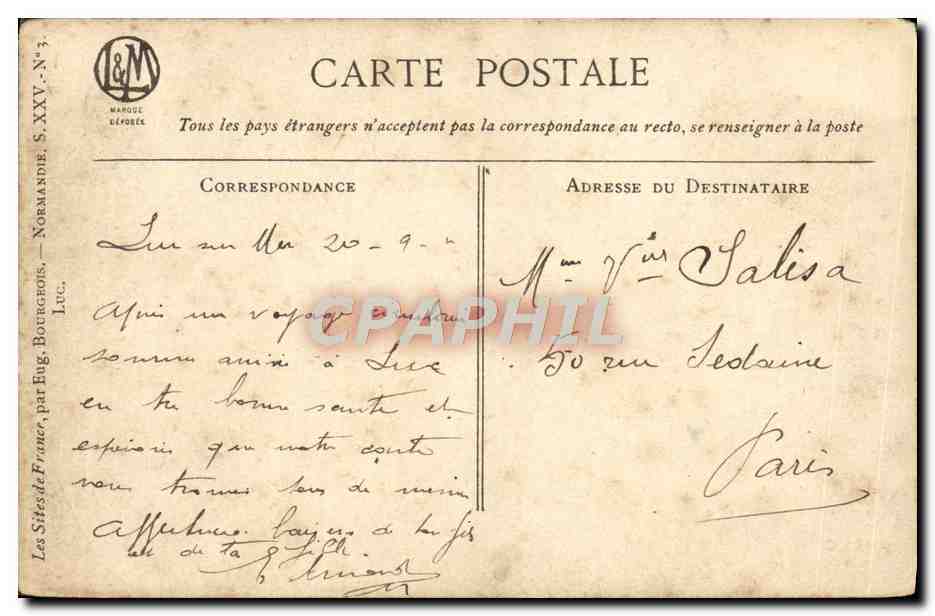 CPA Luc Sur mer — Verso