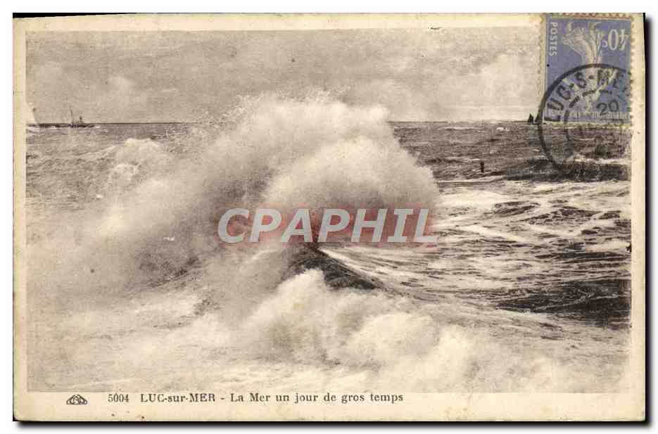 CPA Luc sur mer la mer un jour de gros temps