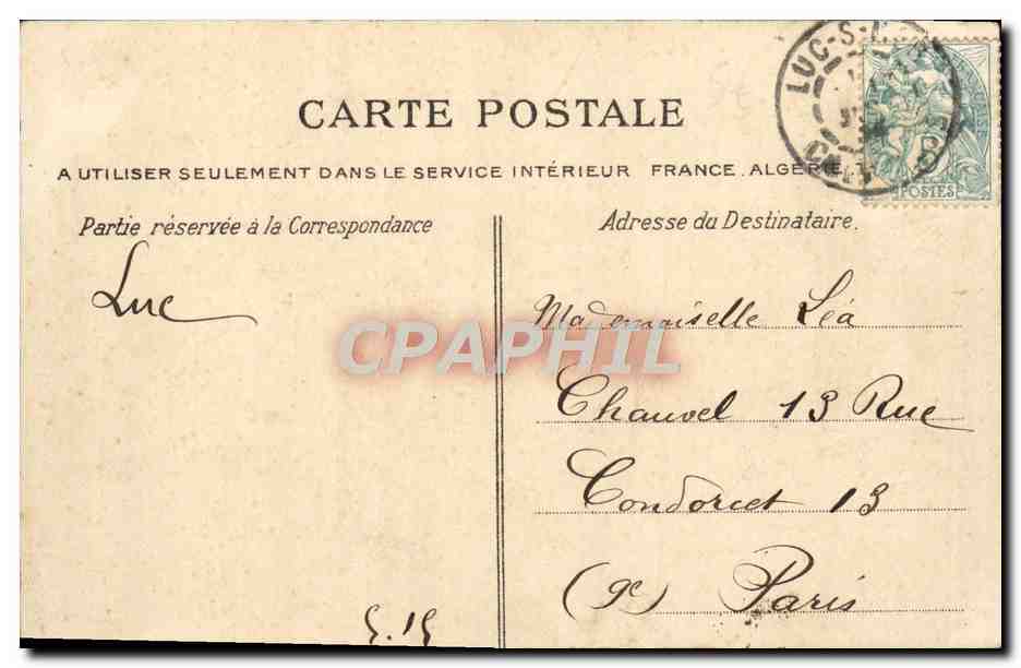 CPA Luc sur mer la maree montante — Verso