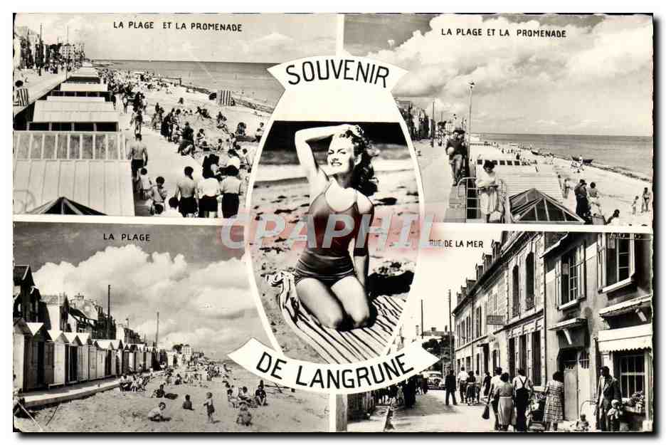 CPM Souvenir De Langrune La plage et la promenade Rue de la mer